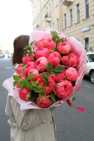 Букет пионов "Coral Charm" размер M
