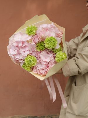 Букет с розовыми гортензиями "Мятный бриз" Фото 7